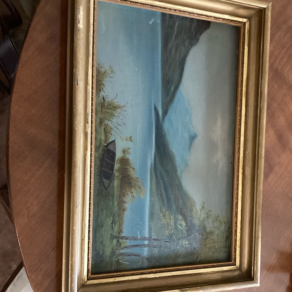 Antique Landscape painting oil on board